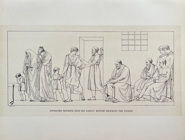 ANTIQUE PRINT AFTER ANTONIO CANOVA SOCRATES SENDING AWAY HIS FAMILY BEFORE DRINKING THE POISON