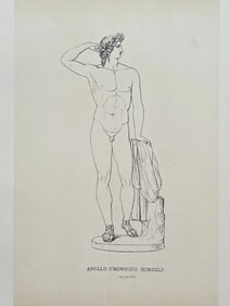 ANTIQUE PRINT AFTER ANTONIO CANOVA "APOLLO CROWNING HIMSELF"