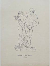 ANTIQUE PRINT AFTER ANTONIO CANOVA "DAEDALUS AND ICARUS"