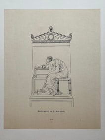 ANTIQUE PRINT AFTER ANTONIO CANOVA Funeral Monument D. Mauzoni