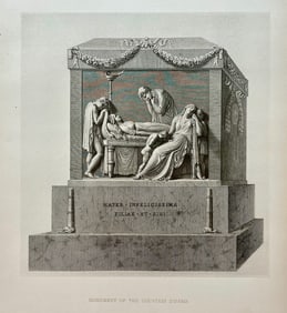 ANTIQUE PRINT AFTER ANTONIO CANOVA FUNERAL MONUMENT COUNTESS D'HARO