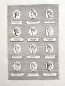 Giovanni Domenico Campiglia 18th c. Engraved Print Roman and Greek Cameos