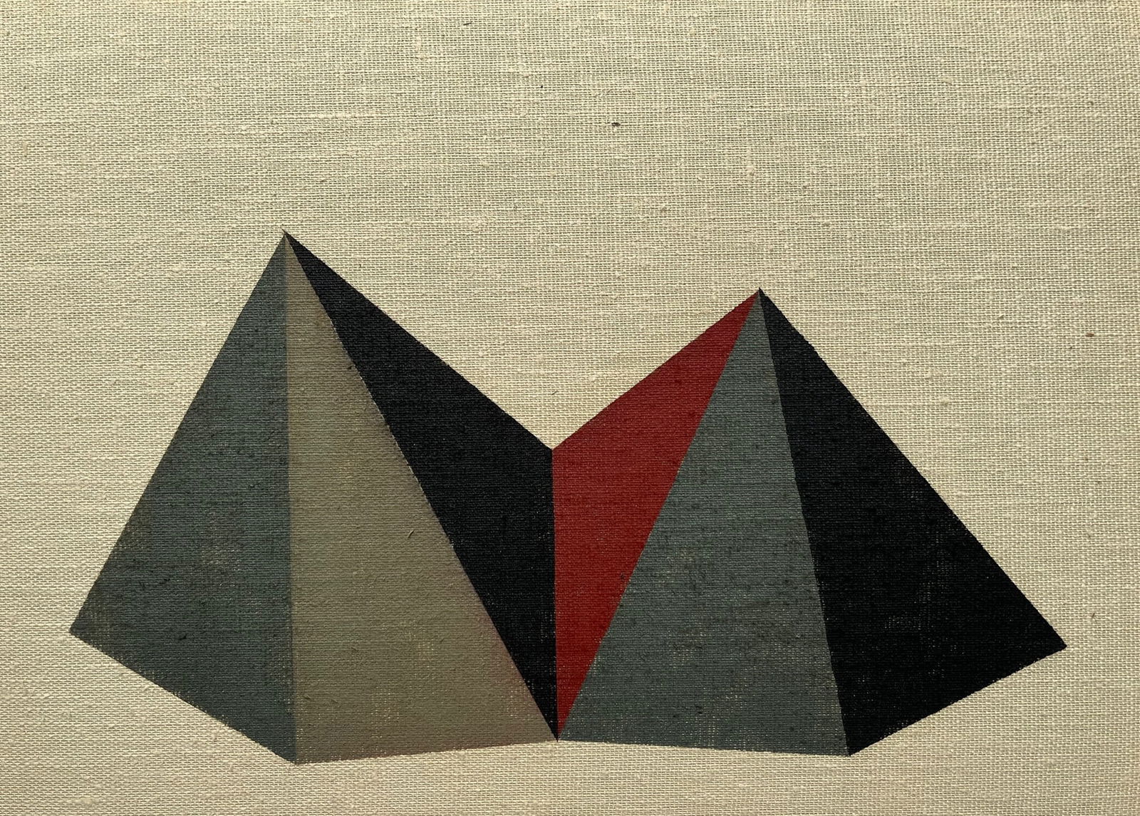 VINTAGE GEOMETRIC PAINTING: SMALL OIL ON LINEN BOARD PAINTING. SIZE: 11 X 8.2 INCHES APPROX. UNFRAMED. SHIPPING IN THE U.S VIA USPS PRIORITY MAIL $16