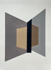 GEOMETRIC ABSTRACTION ORIGINAL OIL ON PAPER PAINTING