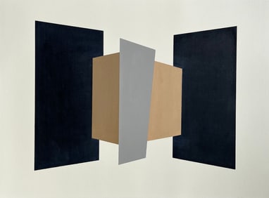 GEOMETRIC ABSTRACTION ORIGINAL OIL ON PAPER PAINTING