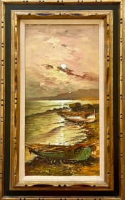 VINTAGE PAINTING SEASCAPE BOATS