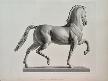 ANTIQUE PRINT AFTER ANTONIO CANOVA COLOSSAL HORSE