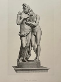 ANTIQUE PRINT AFTER ANTONIO CANOVA "CUPID & PSYCHE"