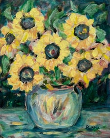 VINTAGE PAINTING YELLOW FLOWERS
