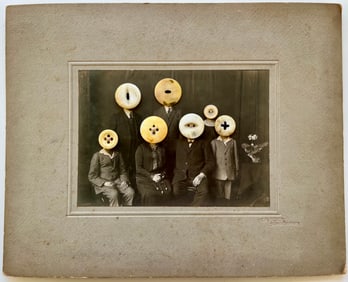 ANTIQUE EERIE OUTSIDER ART VICTORIAN GOTHIC STYLE PHOTO COLLAGE WITH BUTTONS