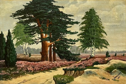 ANTIQUE ORIGINAL OIL ON CANVAS PAINTING SIGNED F. BURMESTER 1925