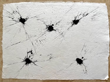 ORIGINAL MINIMALIST LARGE INK ON HANDMADE PAPER PAINTING