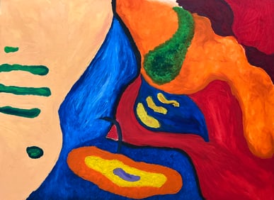 ORIGINAL VINTAGE ABSTRACT GOUACHE ON BOARD PAINTING