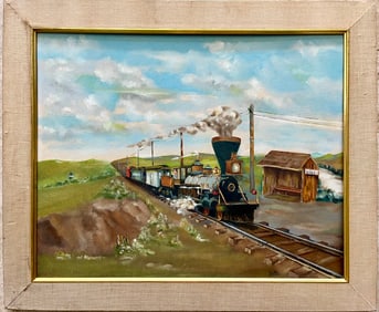 FOLK ART PAINTING LOCOMOTIVE