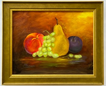 STILL LIFE OIL ON CANVAS PAINTING FRUITS