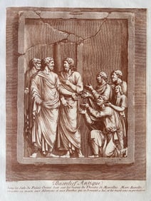 JEAN BARBAULT ANTIQUE SANGUINE ETCHING CA 1780 "MARCUS AURELIUS"