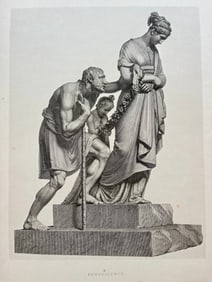ANTIQUE PRINT AFTER ANTONIO CANOVA NEOCLASSICAL STATUE BENEFICENCE