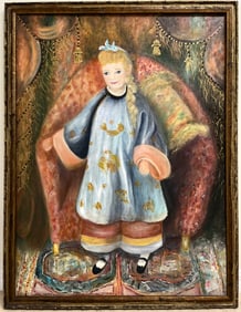 AMERICAN FOLK ART LARGE ORIGINAL OIL PAINTING JOAN AUSTIN