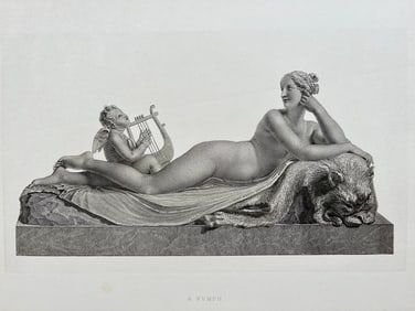 ANTIQUE PRINT AFTER ANTONIO CANOVA NEOCLASSICAL STATUE A NYMPH