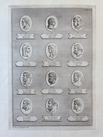 ANTIQUE NEOCLASSICAL ETCHING OF ROMAN CAMEOS