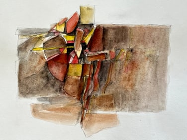 ORIGINAL ABSTRACT FRENCH WATERCOLOR