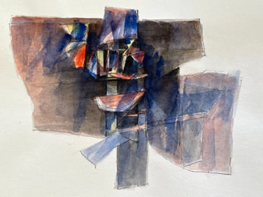 ORIGINAL ABSTRACT FRENCH WATERCOLOR