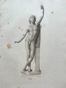 ANTIQUE NEOCLASSICAL ENGRAVING NUDE ROMAN STATUE CHRISTIAN F STOLZEL AFTER NAEKE