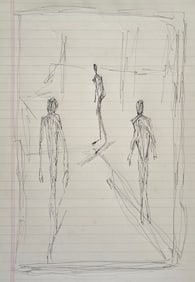 MID CENTURY INK ON PAPER DRAWING