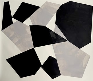 GEOMETRIC ABSTRACT ARYLIC ON PAPER PAINTING