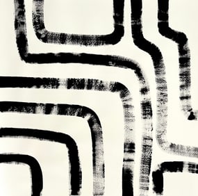 SET OF 2 BLACK AND WHITE MODERN PAINTINGS