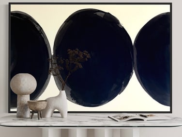 BLACK AND WHITE ABSTRACT ACRYLIC ON PAPER PAINTING