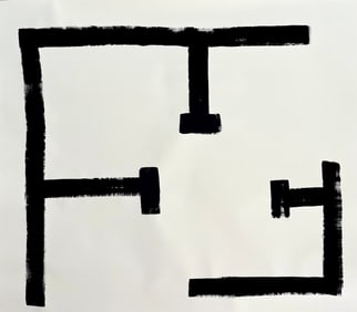 BLACK AND WHITE MODERN MINIMALIST PAINTING