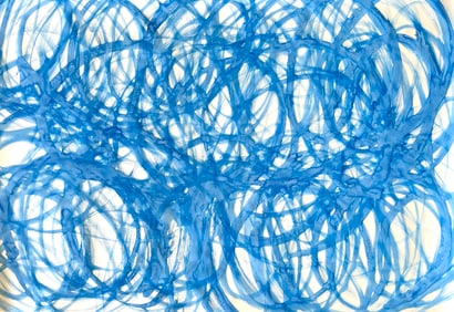 ABSTRACT White And Blue ACRYLIC ON PAPER PAINTING 54X36 Inches