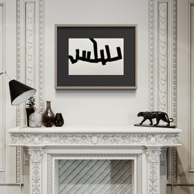 MODERN ACRYLIC PAINTING BLACK AND WHITE