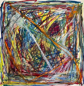 LARGE ABSTRACT AMERICAN OIL PASTEL ON PAPER PAINTING