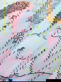 MALE NUDE MIXED MEDIA ON PAPER