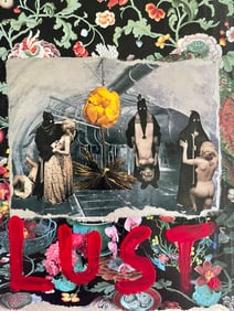MODERN MIXED MEDIA COLLAGE ON PAPER LUST