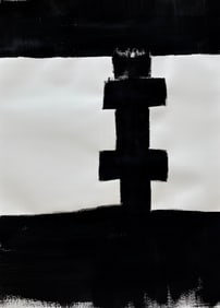 ABSTRACT MODERN ACRYLIC PAINTING BLACK AND WHITE
