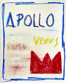 POP ART PAINTING OIL PASTEL ON PAPER "APOLLO"