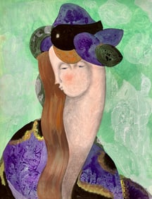 FRENCH SURREALIST GOUACHE ON PAPER NADINE BOERI-VEFOUR