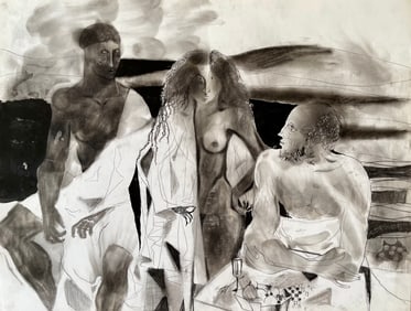 LARGE FRENCH SURREALIST DRAWING NADINE BOERI-VEFOUR