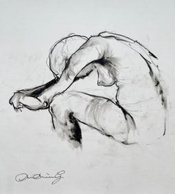 MIXED MEDIA ON PAPER FEMALE NUDE AFTER JULES DEBOIS