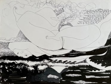 LARGE FRENCH SURREALIST DRAWING NADINE BOERI-VEFOUR