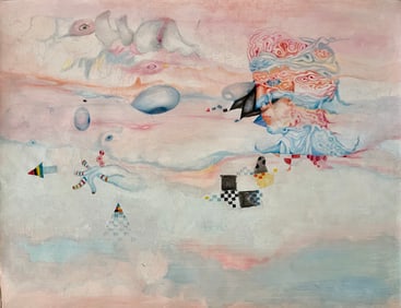 LARGE FRENCH SURREALIST MIXED MEDIA NADINE BOERI-VEFOUR