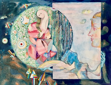 FRENCH SURREALIST GOUACHE ON PAPER NADINE BOERI-VEFOUR