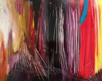 ABSTRACT OIL PAINTING ON BOARD