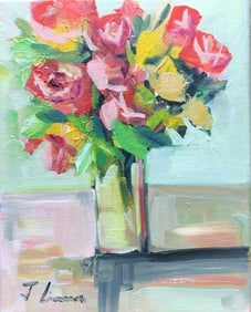 OIL PAINTING ON CANVAS FLOWERS VASE 8X10 inches