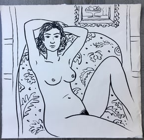 INK ON PAPER DRAWING ART NOUVEAU