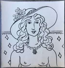 INK ON PAPER PAINTING ART NOUVEAU