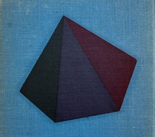 Vintage Original Miniature Red Geometric Painting Colorful Pyramid